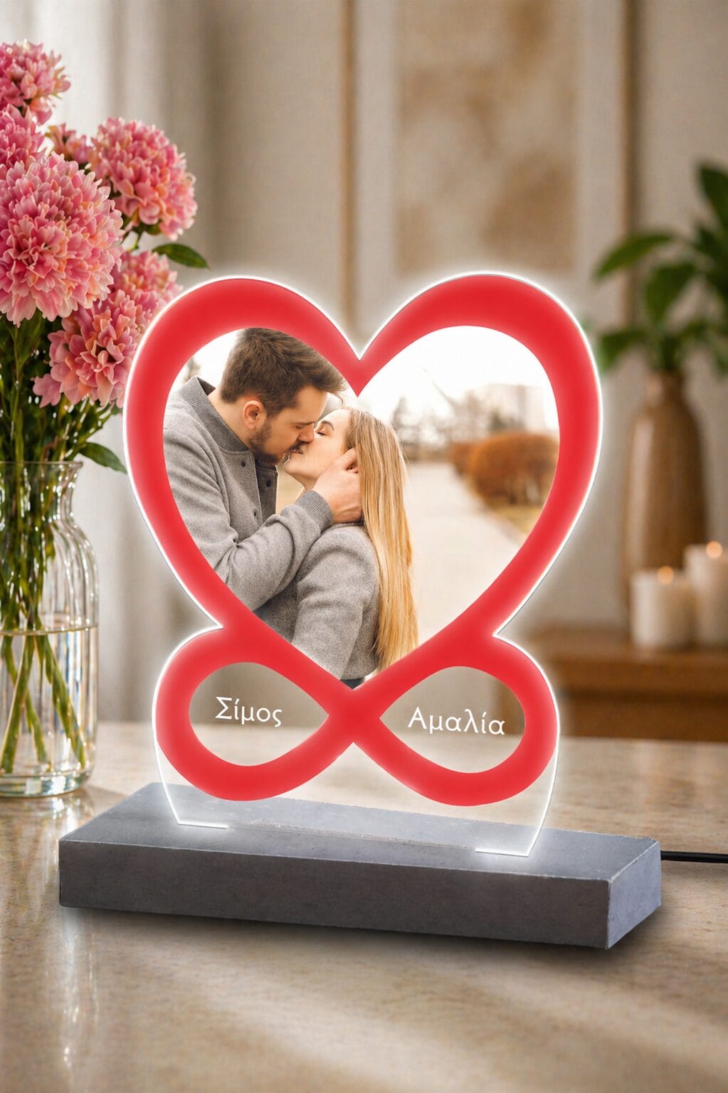 Επιτραπέζιο φωτιστικό couple-color-red-heart-frame