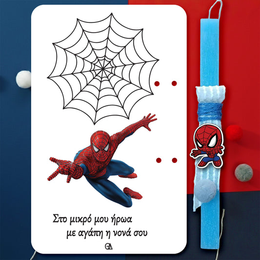 Ξύλινη λαμπάδα spiderboy — Theodor Creations