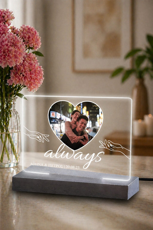 Επιτραπέζιο φωτιστικό με καρδιά "always"