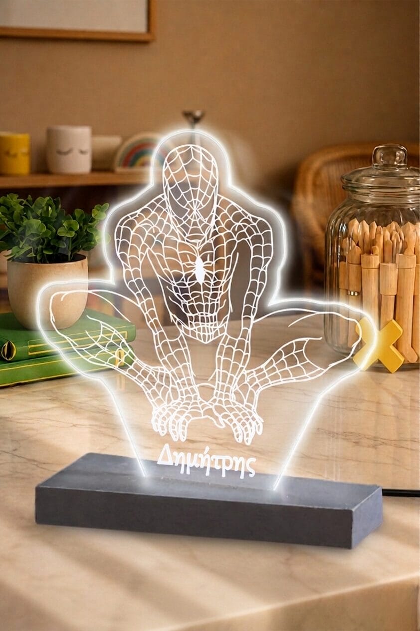 Φωτιστικό plexiglass 3d spiderman