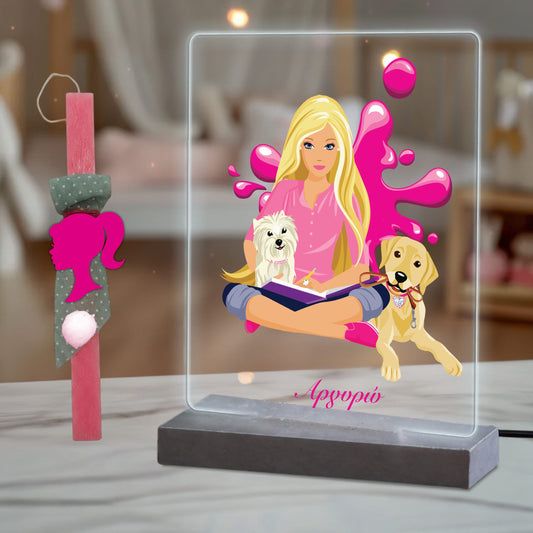 Λαμπάδα Barbie με plexiglass