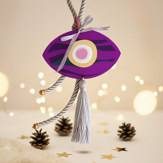 Γούρι μάτι κρεμαστό Gold Purple