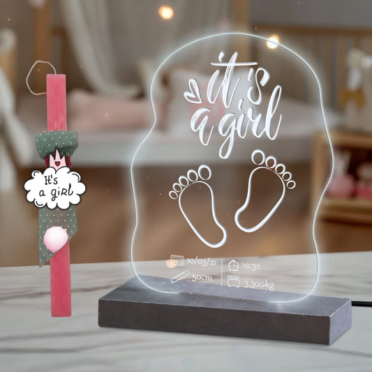 Λαμπάδα its a girl με plexiglass