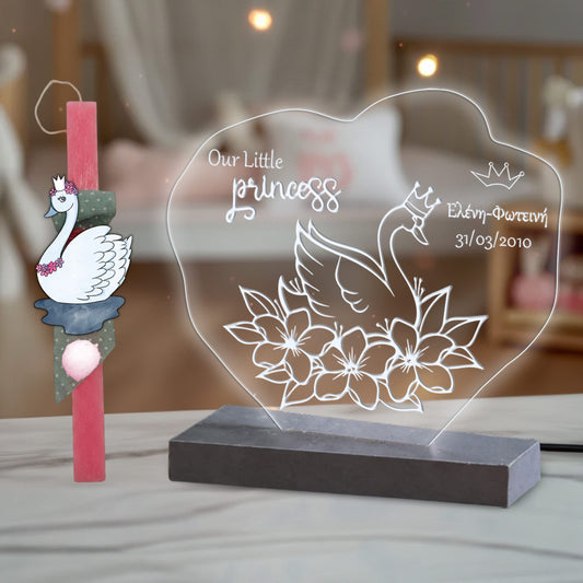 Λαμπάδα Swan με plexiglass