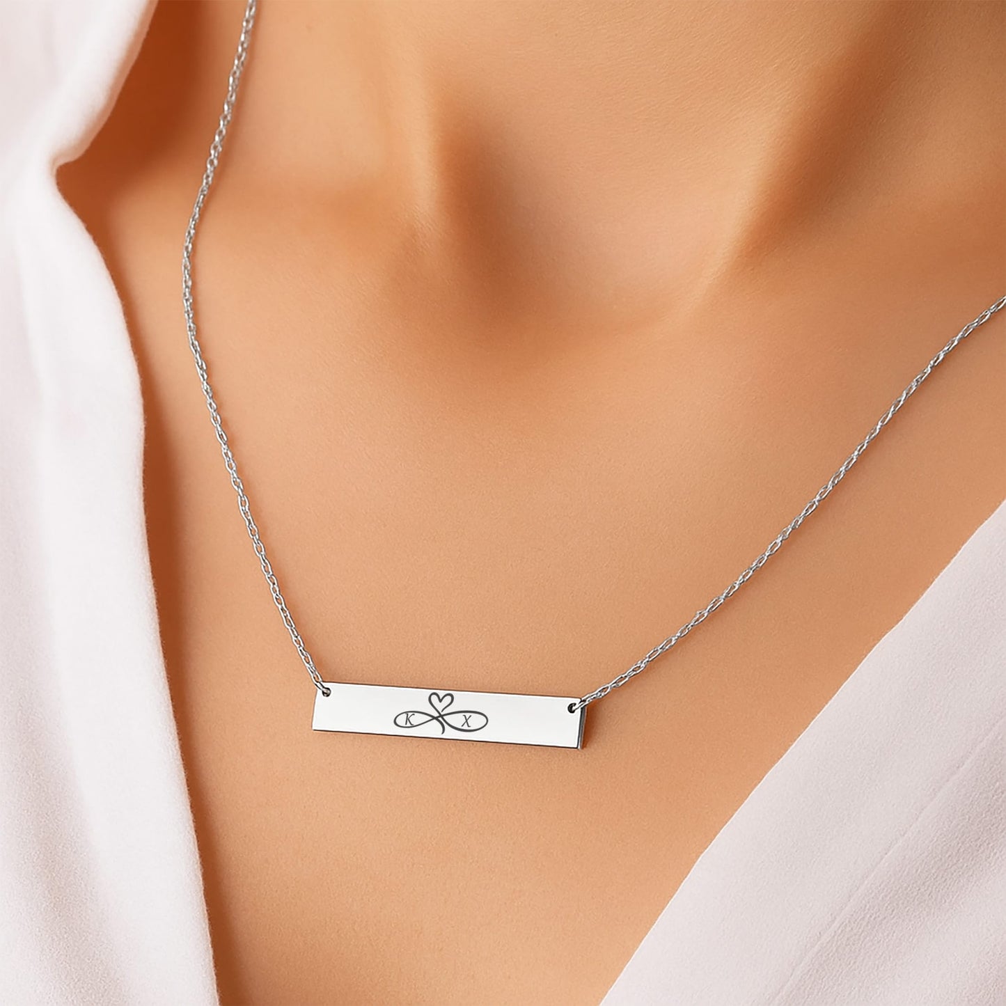 Κολιέ πλακέτα Άπειρο με Καρδιά & Αρχικά από ατσάλι — Theodor Creations εικόνα 2