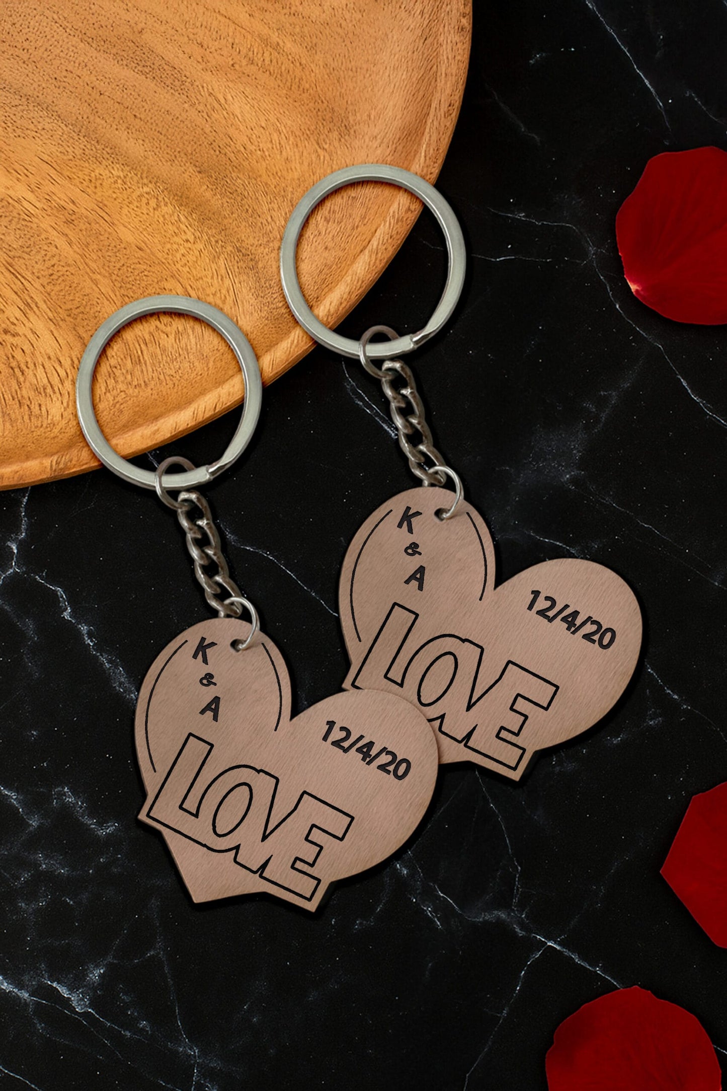 Ξύλινο μπρελόκ heart 3