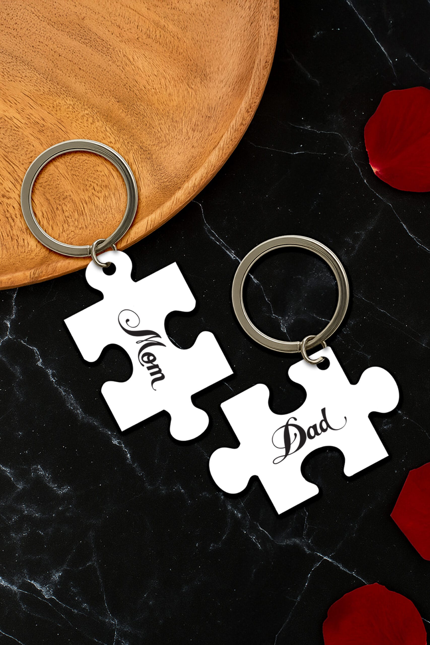 Ξύλινο μπρελόκ puzzle Mom and Dad