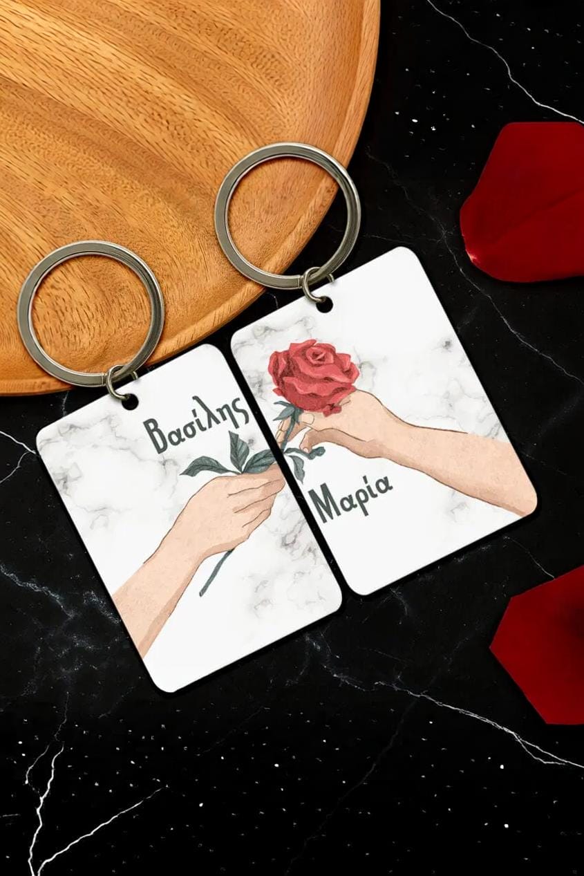 Ξύλινο μπρελόκ couple flower