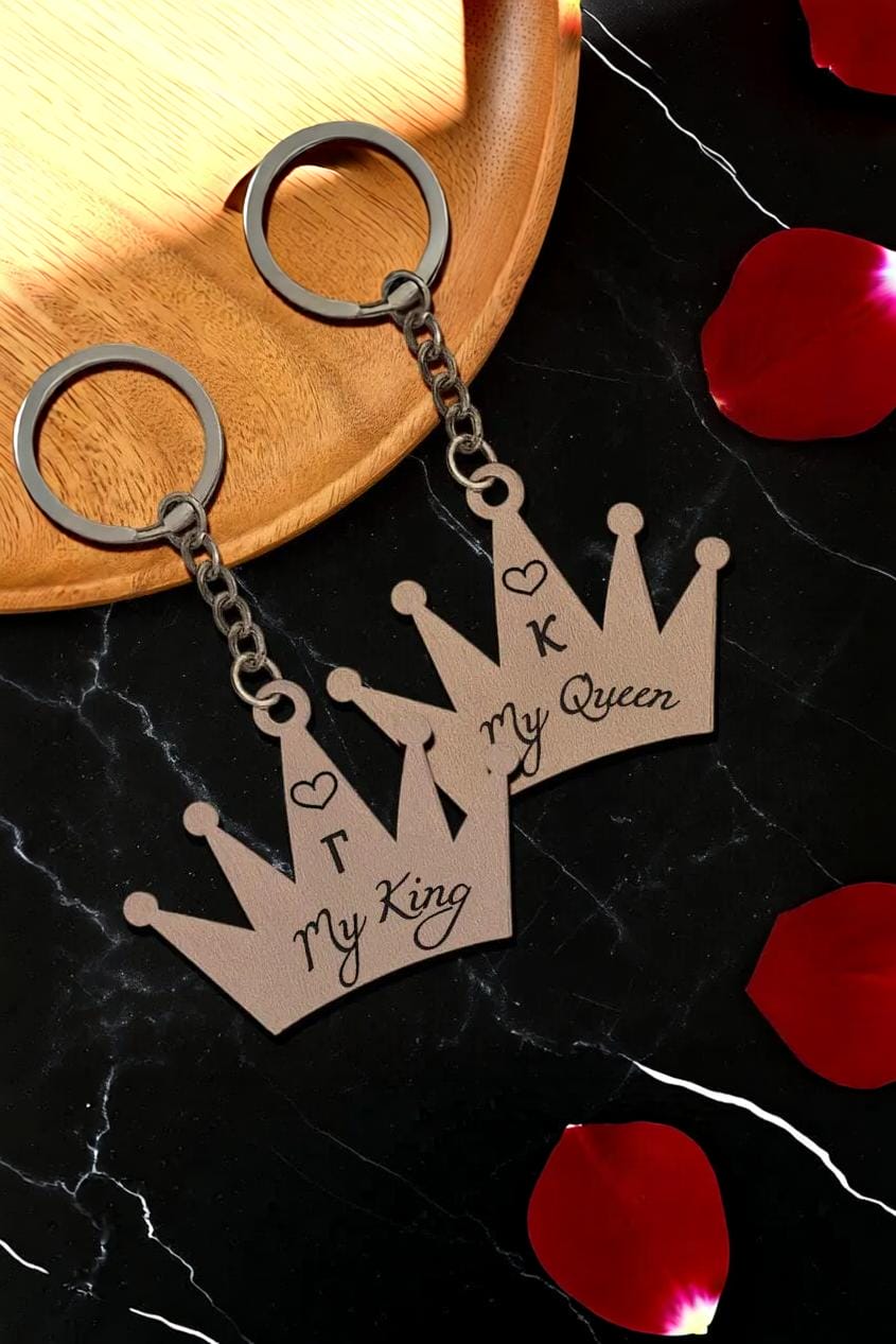Ξύλινο μπρελόκ couple king-queen