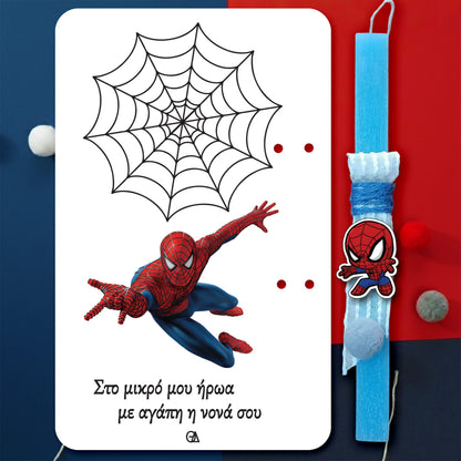 Ξύλινη λαμπάδα spiderboy — Theodor Creations