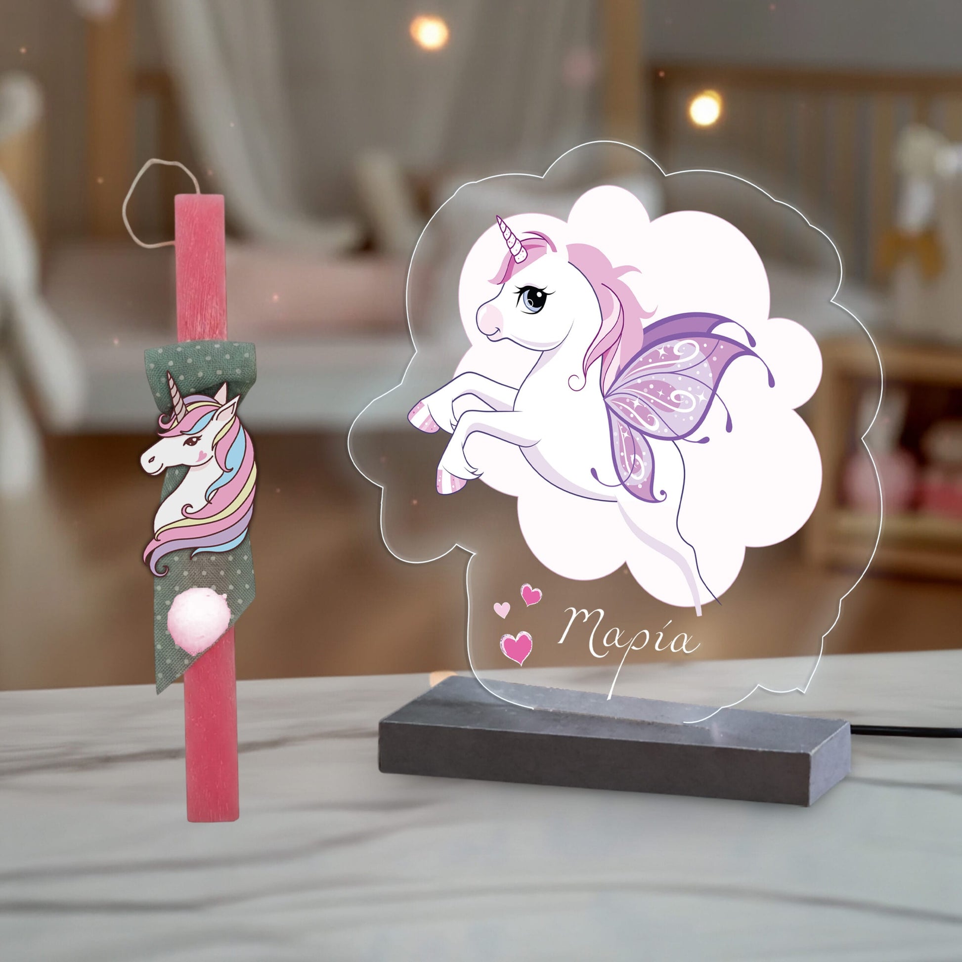 Λαμπάδα Unicorn με plexiglass