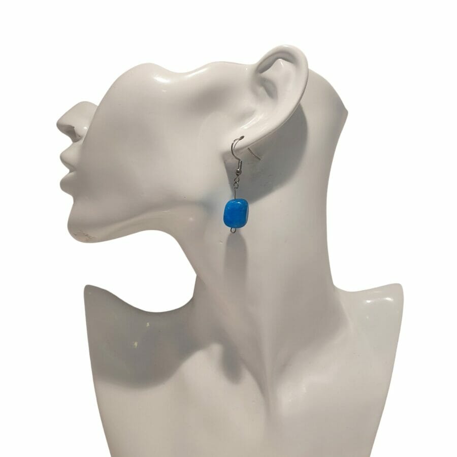 Σκουλαρίκια με γαλάζια πέτρα αχάτης